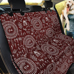 Red And White Warli Tribal Print Pet Car Back Seat Cover