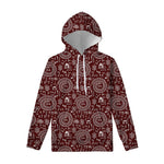 Red And White Warli Tribal Print Pullover Hoodie