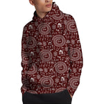 Red And White Warli Tribal Print Pullover Hoodie