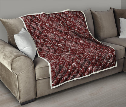 Red And White Warli Tribal Print Quilt