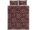 Red And White Warli Tribal Print Quilt Bed Set