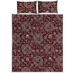 Red And White Warli Tribal Print Quilt Bed Set