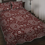 Red And White Warli Tribal Print Quilt Bed Set