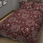 Red And White Warli Tribal Print Quilt Bed Set