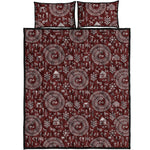 Red And White Warli Tribal Print Quilt Bed Set