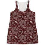 Red And White Warli Tribal Print Women's Racerback Tank Top