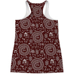 Red And White Warli Tribal Print Women's Racerback Tank Top