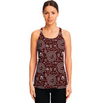 Red And White Warli Tribal Print Women's Racerback Tank Top