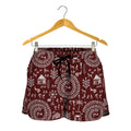 Red And White Warli Tribal Print Women's Shorts