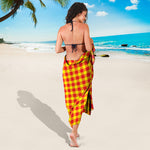 Red And Yellow Check Pattern Print Beach Sarong Wrap