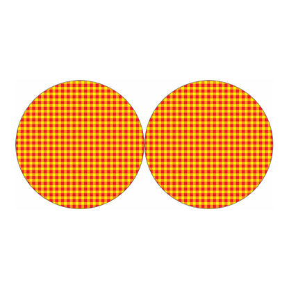 Red And Yellow Check Pattern Print Car Coasters