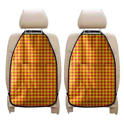 Red And Yellow Check Pattern Print Car Seat Organizers
