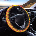 Red And Yellow Check Pattern Print Car Steering Wheel Cover