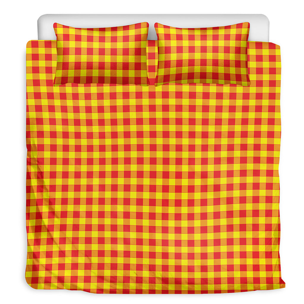 Red And Yellow Check Pattern Print Duvet Cover Bedding Set