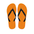 Red And Yellow Check Pattern Print Flip Flops
