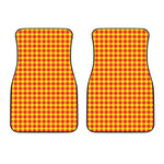 Red And Yellow Check Pattern Print Front Car Floor Mats
