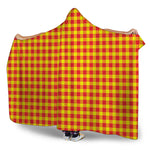Red And Yellow Check Pattern Print Hooded Blanket