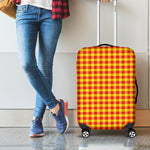 Red And Yellow Check Pattern Print Luggage Cover