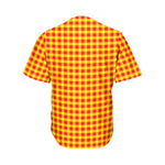 Red And Yellow Check Pattern Print Men's Baseball Jersey