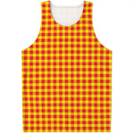 Red And Yellow Check Pattern Print Men's Tank Top