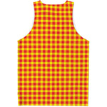 Red And Yellow Check Pattern Print Men's Tank Top