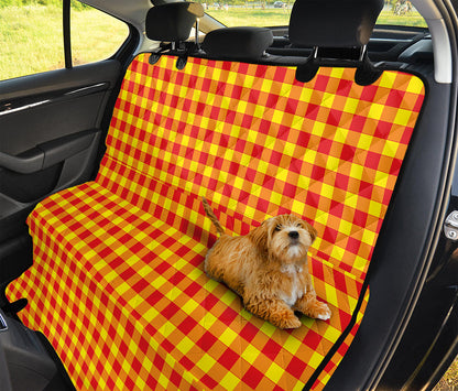 Red And Yellow Check Pattern Print Pet Car Back Seat Cover