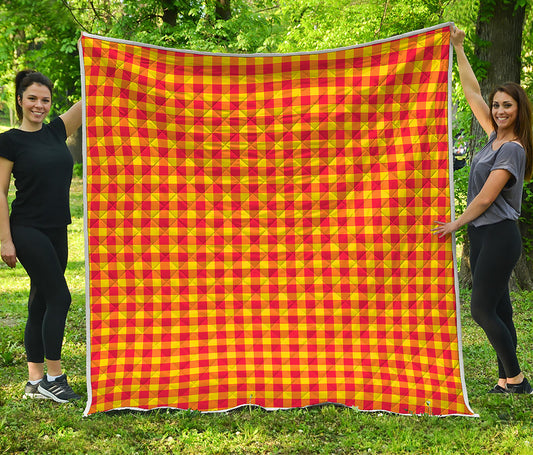 Red And Yellow Check Pattern Print Quilt