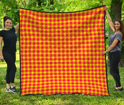 Red And Yellow Check Pattern Print Quilt
