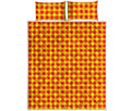 Red And Yellow Check Pattern Print Quilt Bed Set