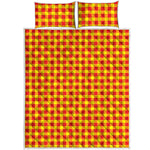 Red And Yellow Check Pattern Print Quilt Bed Set