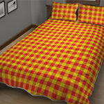 Red And Yellow Check Pattern Print Quilt Bed Set