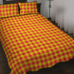 Red And Yellow Check Pattern Print Quilt Bed Set