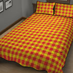 Red And Yellow Check Pattern Print Quilt Bed Set