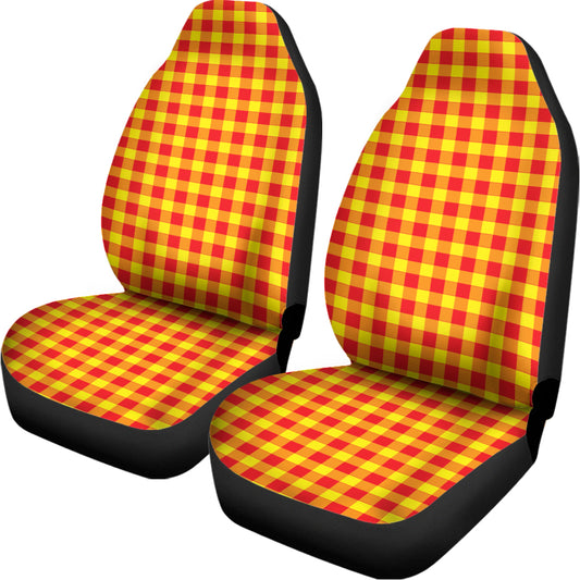 Red And Yellow Check Pattern Print Universal Fit Car Seat Covers
