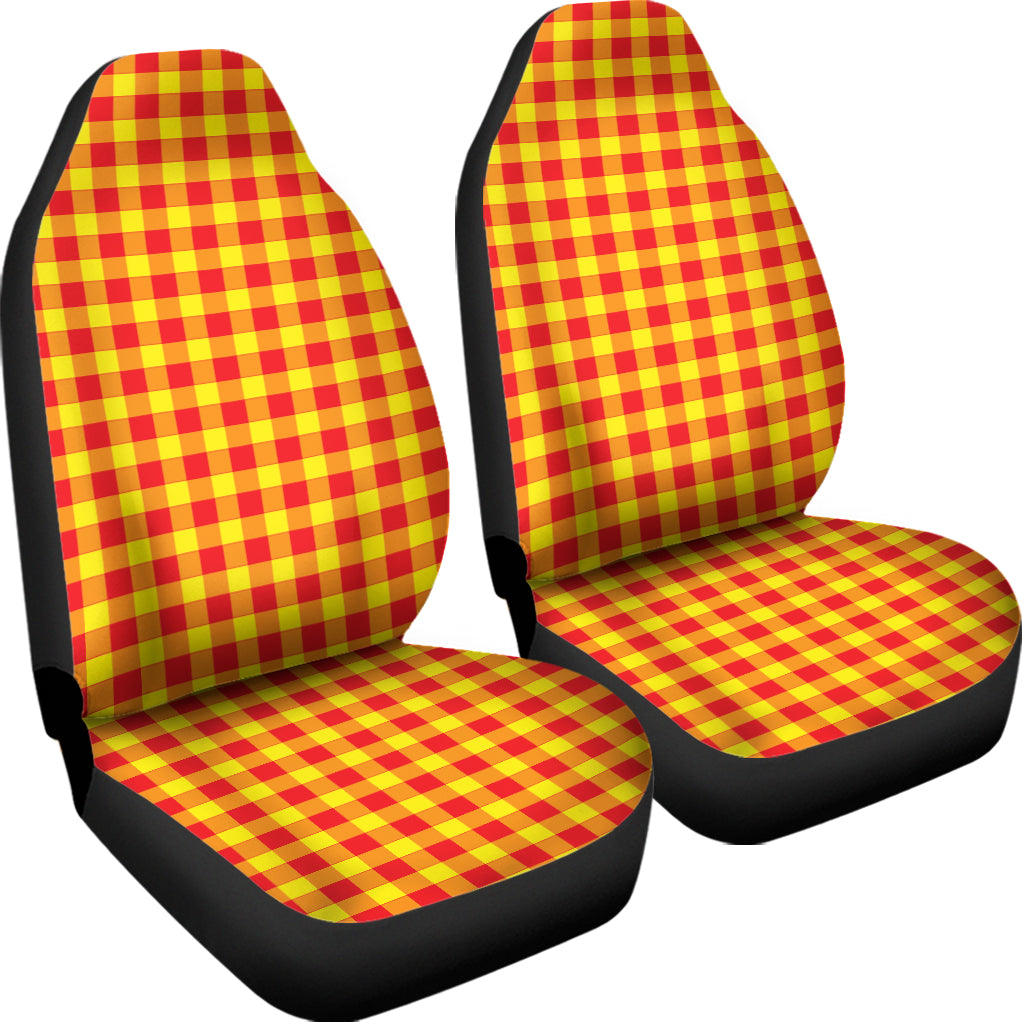 Red And Yellow Check Pattern Print Universal Fit Car Seat Covers