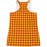 Red And Yellow Check Pattern Print Women's Racerback Tank Top