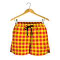 Red And Yellow Check Pattern Print Women's Shorts