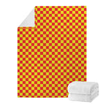 Red And Yellow Checkered Pattern Print Blanket