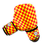 Red And Yellow Checkered Pattern Print Boxing Gloves