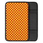 Red And Yellow Checkered Pattern Print Car Center Console Cover