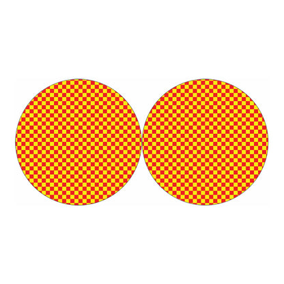 Red And Yellow Checkered Pattern Print Car Coasters
