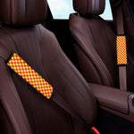 Red And Yellow Checkered Pattern Print Car Seat Belt Covers