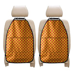 Red And Yellow Checkered Pattern Print Car Seat Organizers