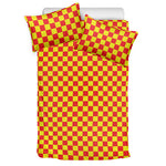 Red And Yellow Checkered Pattern Print Duvet Cover Bedding Set