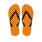 Red And Yellow Checkered Pattern Print Flip Flops