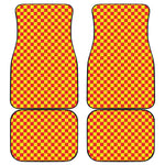 Red And Yellow Checkered Pattern Print Front and Back Car Floor Mats