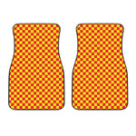 Red And Yellow Checkered Pattern Print Front Car Floor Mats