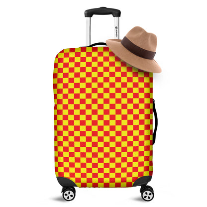 Red And Yellow Checkered Pattern Print Luggage Cover