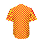 Red And Yellow Checkered Pattern Print Men's Baseball Jersey