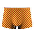 Red And Yellow Checkered Pattern Print Men's Boxer Briefs